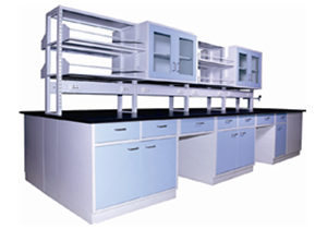 全鋼中央臺、雙面吊柜、中央試劑架S001-S003